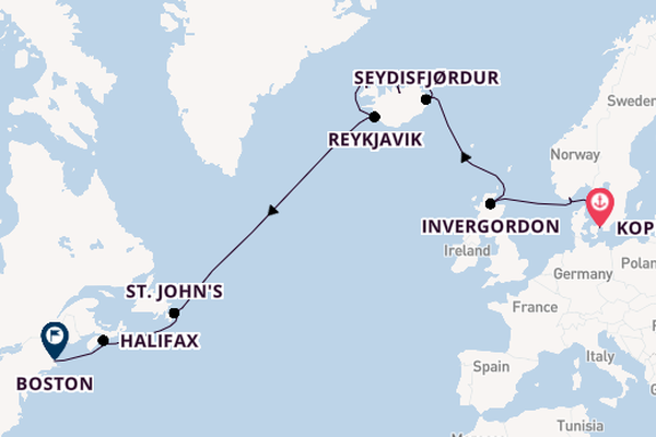 trans-Atlantisch vanaf Kopenhagen, Denemarken met de Caribbean Princess