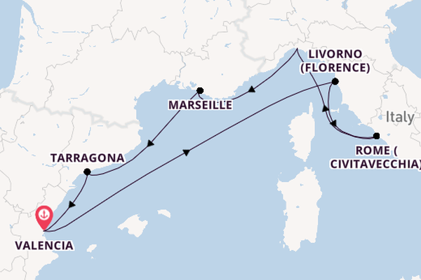 Western Mediterranean from Valencia, Spain with the MSC Splendida