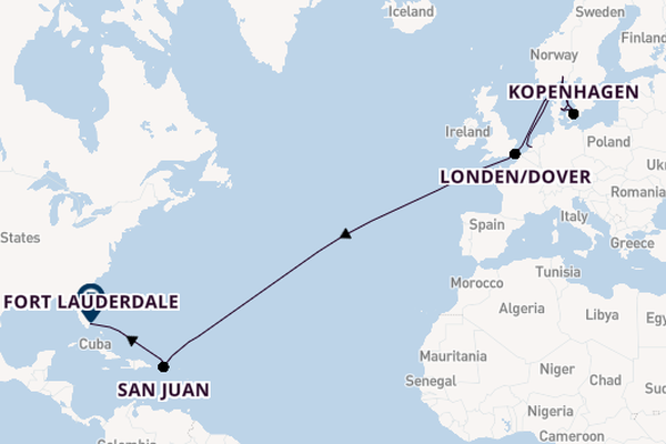trans-Atlantisch vanaf Rotterdam, Nederland met de Volendam