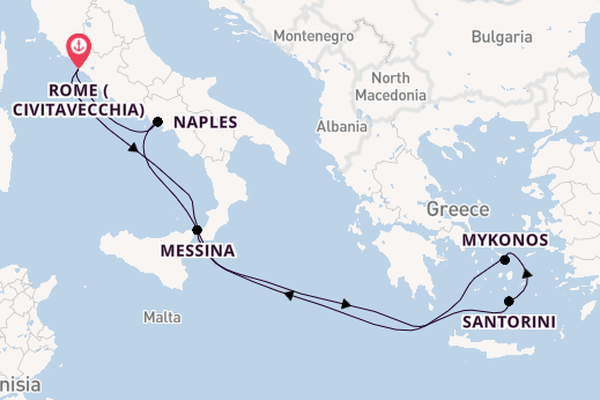 Mediterranean Sea from Rome (Civitavecchia), Italy with the Odyssey of the Seas