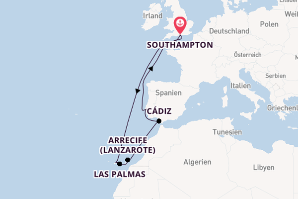 Kanarische Inseln ab Southampton, Großbritannien auf der Iona