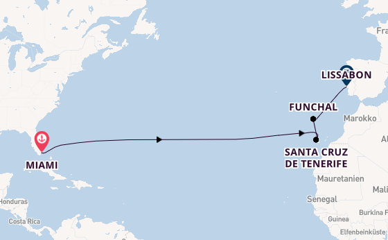 Transatlantik ab Miami auf der Silver Ray