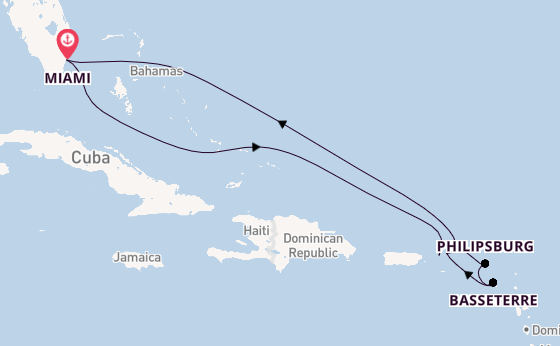 Caribbean from Miami, Florida, USA with the Allura