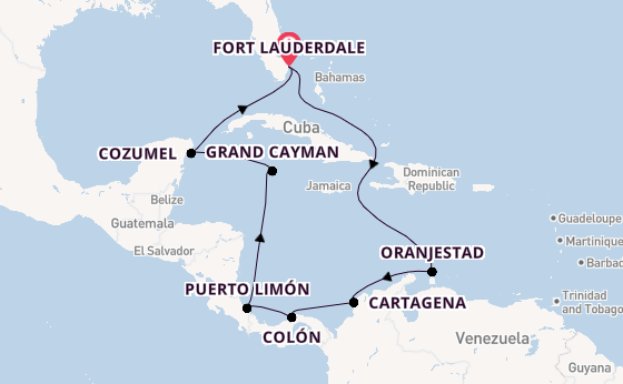 Caribbean vanaf Fort Lauderdale, Verenigde Staten met de Caribbean Princess