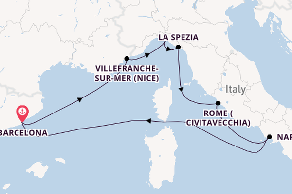 Western Mediterranean from Barcelona, Spain with the Celebrity Xcel