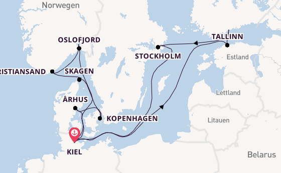 Norwegen ab Kiel, Deutschland auf AIDAprima