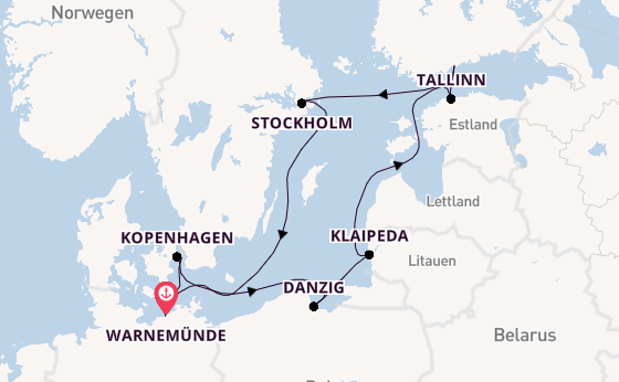 Ostsee ab Warnemünde auf der Mein Schiff 7