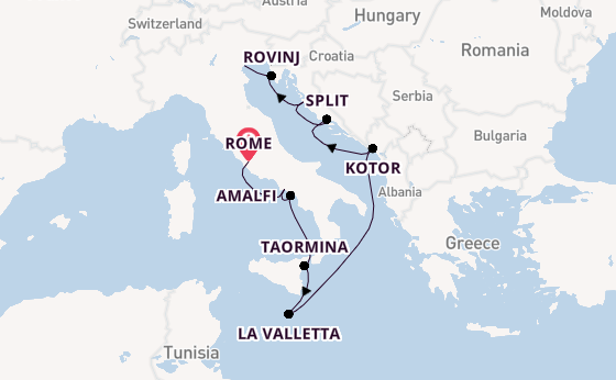 Middellandse Zee vanaf Rome, Italië met de Silver Spirit