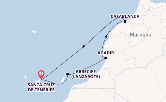 Kanarische Inseln ab Santa Cruz de Tenerife, Spanien auf der Azura