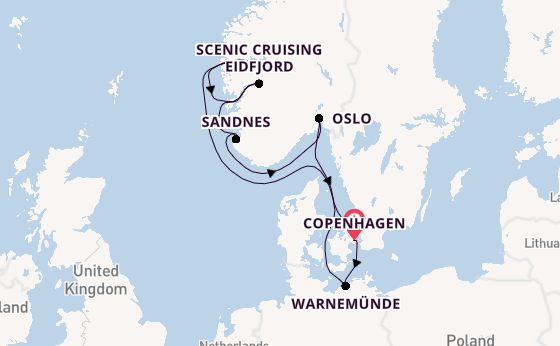 Norway from Copenhagen, Denmark with the MSC Magnifica