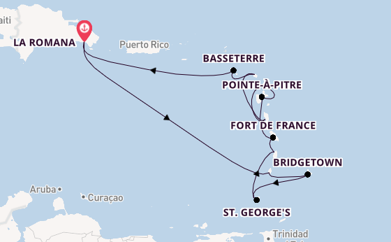 Zuidelijke Caraïben vanaf La Romana, Dominicaanse Republiek met de Mein Schiff 4