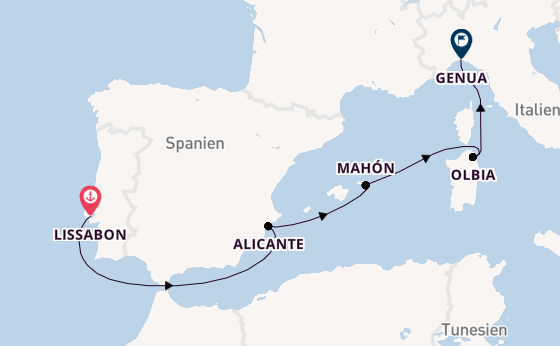 Westliches Mittelmeer ab Lissabon, Portugal auf der MSC Opera