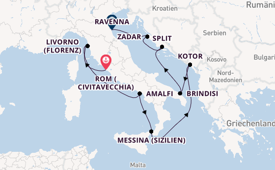 Mittelmeer ab Civitavecchia (Rom), Italien auf der Celebrity Constellation
