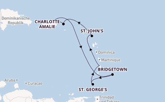 Karibik ab San Juan, Puerto Rico auf der Vision of the Seas