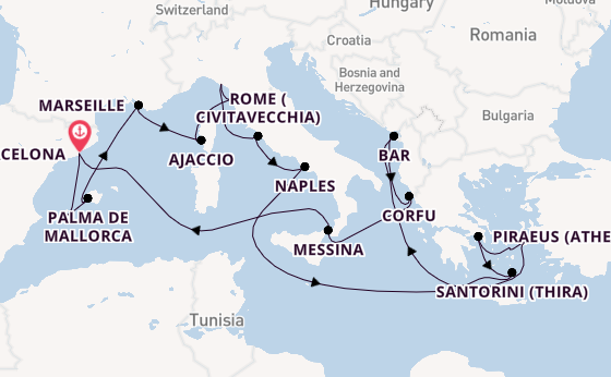 Mediterranean from Barcelona, Spain with the Sun Princess