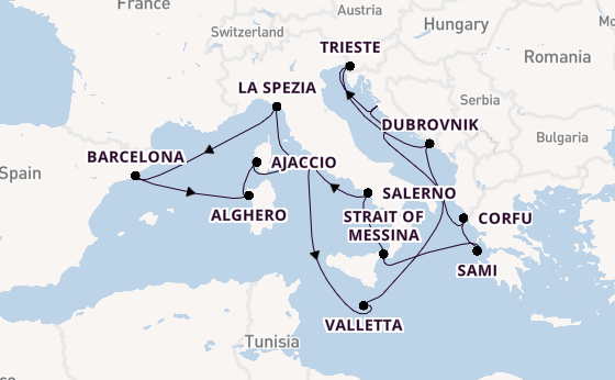 Mediterranean Sea from Rome (Civitavecchia), Italy with the Queen Elizabeth
