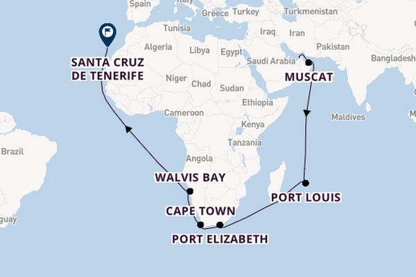 Southern Africa from Dubai, United Arab Emirates with the Costa Smeralda