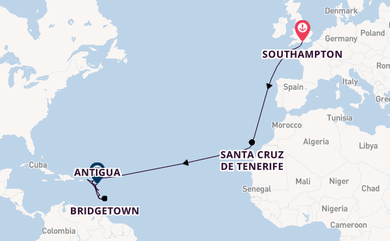 Caribbean from Southampton, England with the Arvia