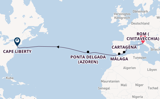 Transatlantik ab Civitavecchia (Rom), Italien auf der Odyssey of the Seas