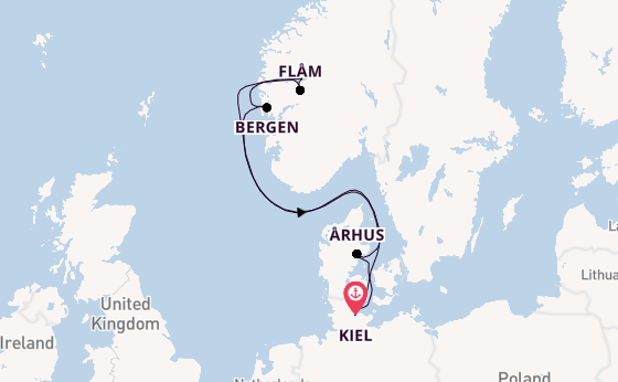 Noorwegen vanaf Kiel, Duitsland met AIDAnova