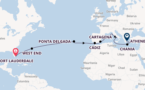 trans-Atlantisch vanaf Fort Lauderdale, Verenigde Staten met de Island Princess