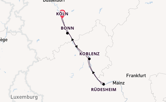 Rhein ab Köln, Deutschland auf der Aurelia