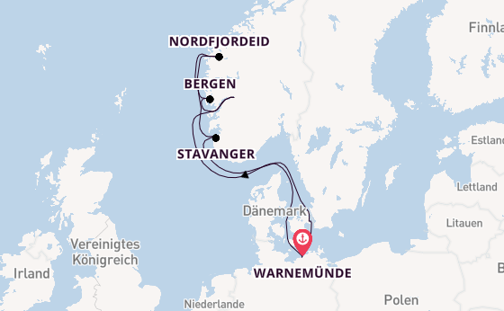 Norwegen ab Warnemünde auf AIDAmar