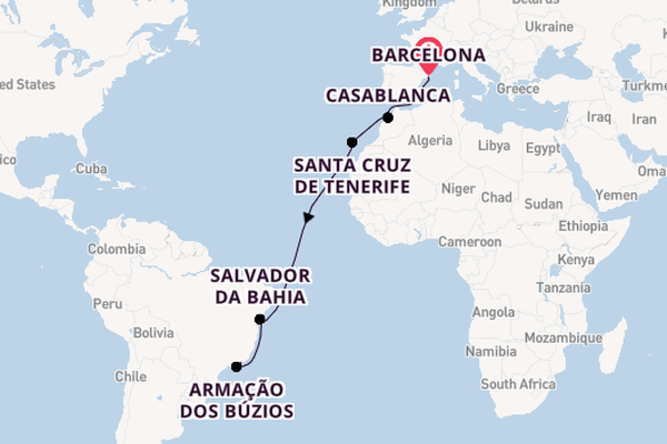 Transatlantic & Repositioning from Barcelona, Spain with the MSC Armonia 