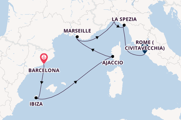 Western Mediterranean from Barcelona, Spain with the Sun Princess
