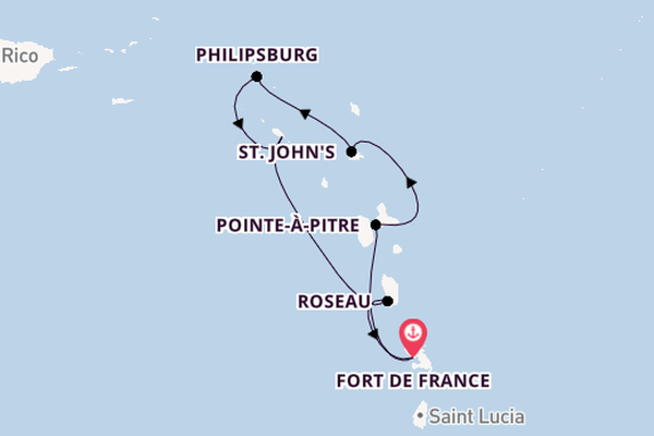 Zuidelijke Caraïben vanaf Fort de France, Martinique met de MSC Meraviglia