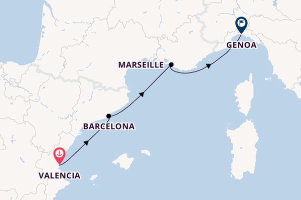 Western Mediterranean from Valencia, Spain with the MSC Sinfonia