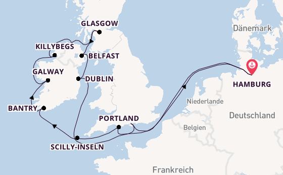 Britische Inseln ab Hamburg auf der MS Hamburg