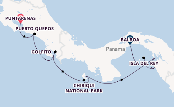 Midden-Amerika vanaf Puntarenas, Costa Rica met de Star Clipper