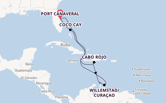 Karibik ab Port Canaveral, USA auf der Adventure of the Seas