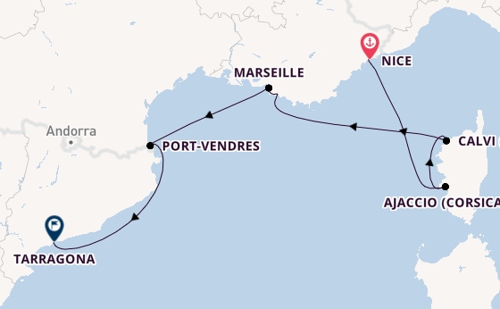 Westelijke Middellandse Zee vanaf Nice, Frankrijk met de L'Austral