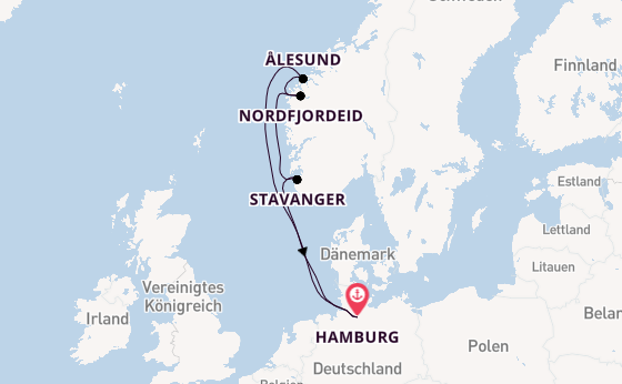 Norwegen ab Hamburg, Deutschland auf AIDAperla