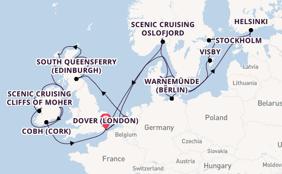 British Isles from Dover (London), England, United Kingdom with the Nieuw Statendam