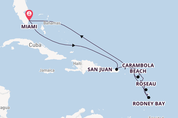 Caribbean from Miami, Florida, USA with the Seabourn Quest