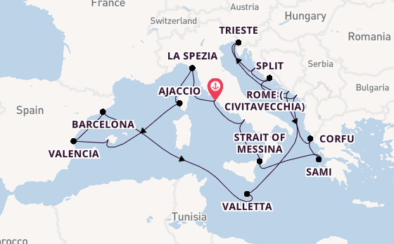 Mediterranean from Rome (Civitavecchia), Italy with the Queen Elizabeth