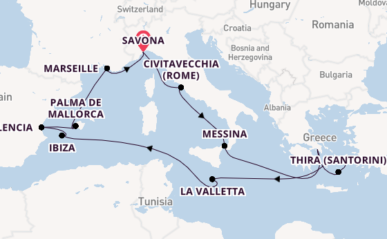 Westelijke Middellandse Zee vanaf Savona, Italië met de Costa Serena