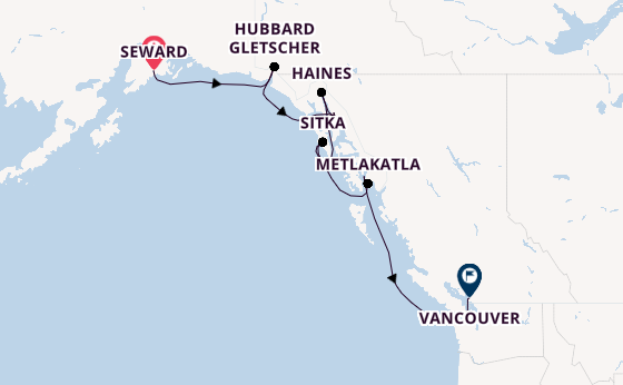 Alaska ab Seward, Alaska auf der Silver Whisper