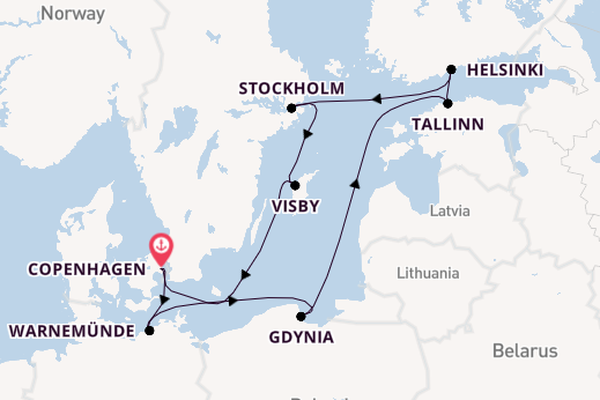 Baltic Sea from Copenhagen, Denmark with the MSC Splendida