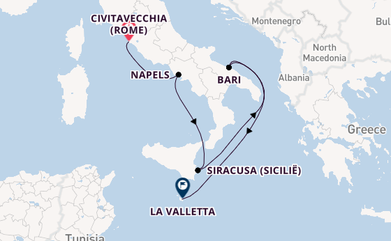 Westelijke Middellandse Zee vanaf Civitavecchia (Rome), Italië met de EXPLORA II