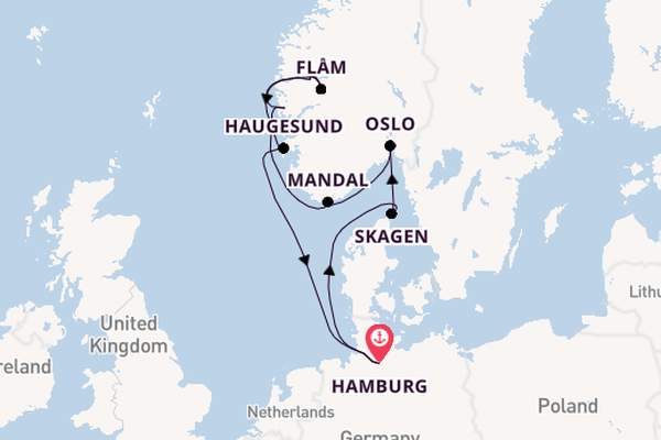 Noorwegen vanaf Hamburg, Duitsland met de VASCO DA GAMA