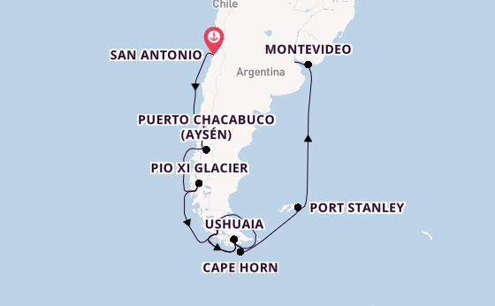 South America from San Antonio, Chile with the Nieuw Amsterdam