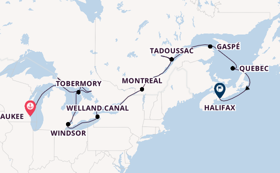 North America from Milwaukee, Wisconsin, USA with the HANSEATIC inspiration