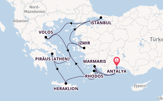Östliches Mittelmeer ab Antalya, Türkei auf AIDAstella