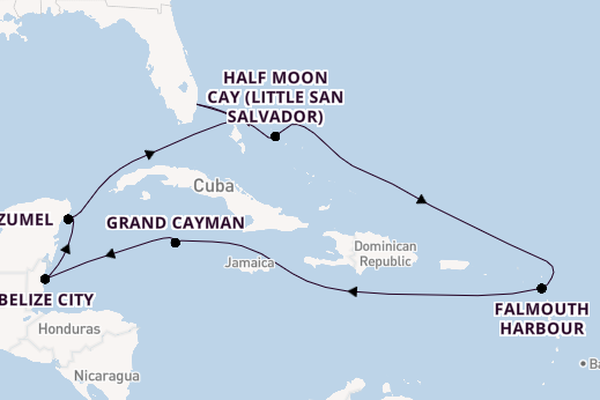 Caribbean from Fort Lauderdale (Port Everglades), Florida, USA with the Eurodam