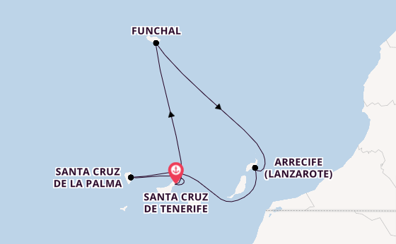 Kanarische Inseln ab Santa Cruz de Tenerife, Spanien auf der Azura