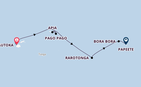 Polynesië vanaf Lautoka, Fiji met de Silver Whisper